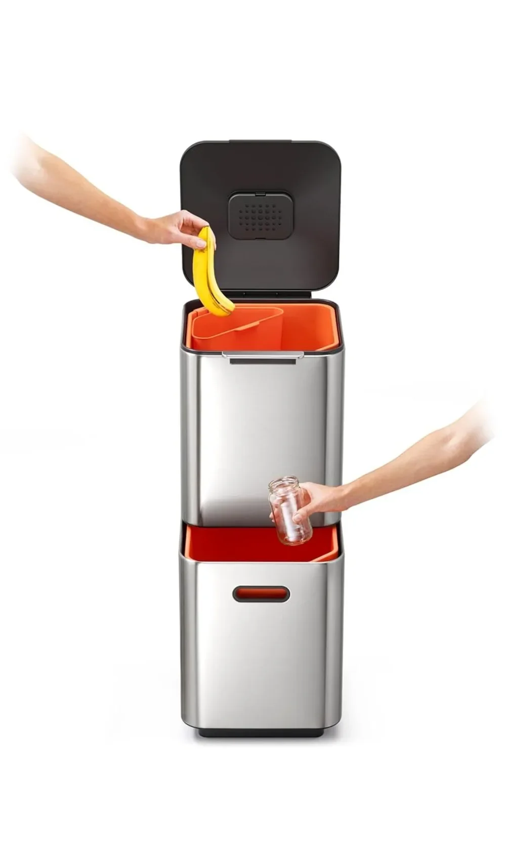 Joseph Joseph Totem Compact 40 liter Waste Separation and Recycling Kitchen Trash Can with odor filter and removable food waste 4