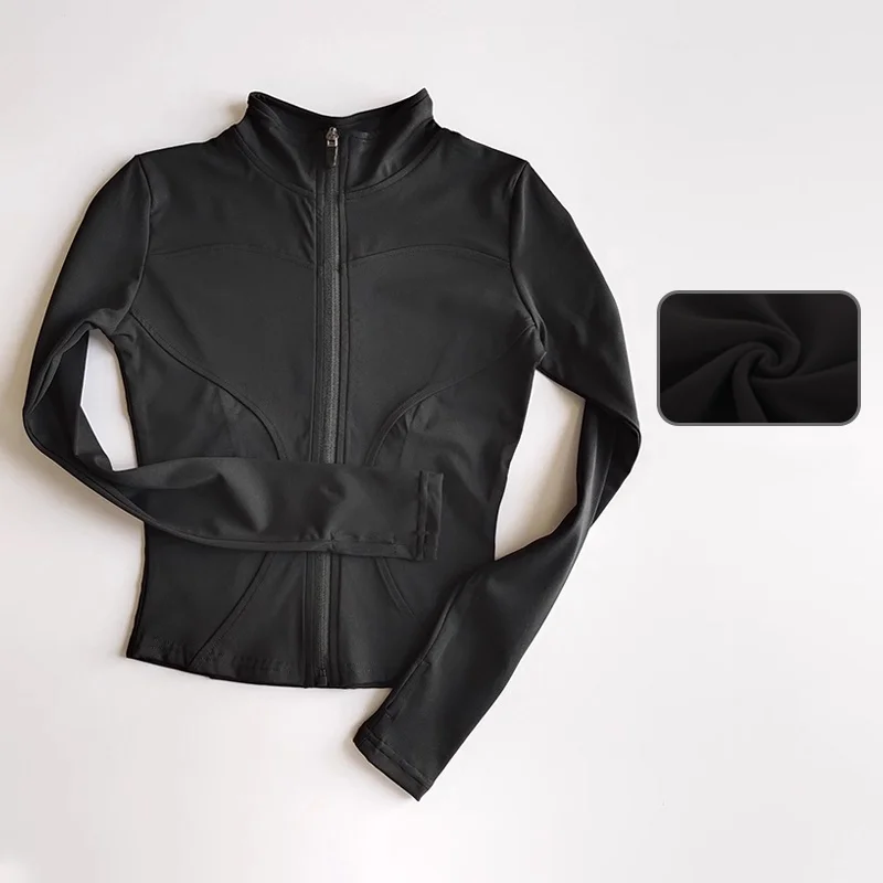 thumbnail image 1 of Deportes al aire libre de manga larga para mujer, ropa de Yoga ajustada, cárdigan con cremallera, chaqueta con cuello levantado, chaqueta para correr y Fitness, 1 of 6