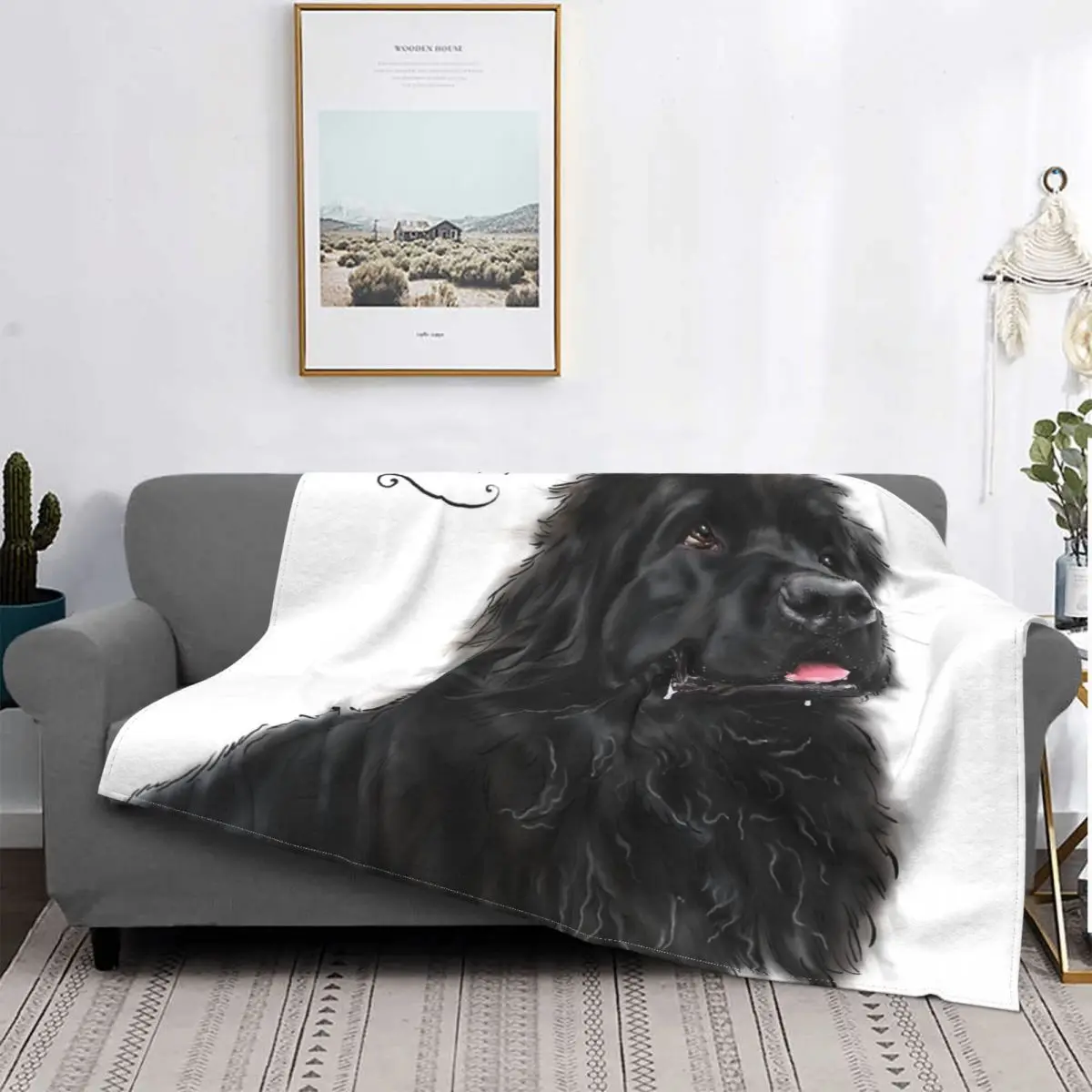The Noble Newfoundland Dog Blanket Bedspread On The Bed Plush Bed