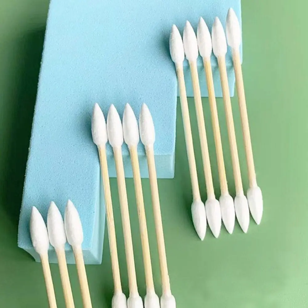 100Pcs Natural Cotton Double Pointed Cotton Buds Double Precision Tips Cleaning Narrow Areas Bamboo Disposable Cleaning Sticks 3