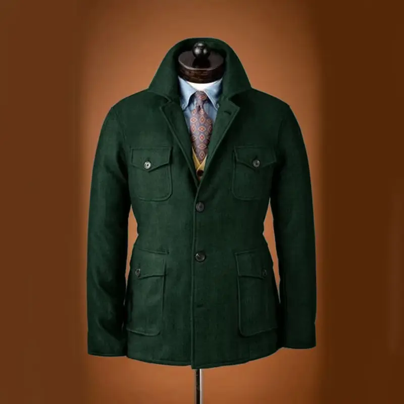 Men's Tweed Jacket Tuxedo Woolen Suit High Quality Costumes Wool Single Breasted Casual Slim Fit Male Blazers Autumn Winter - Image 11