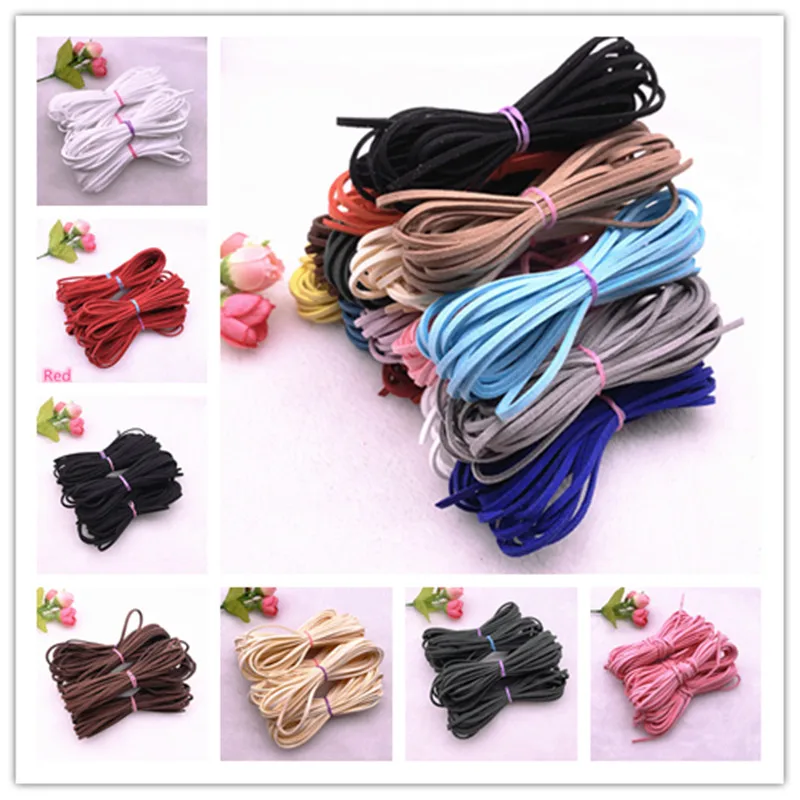 5yards/lot 3mm Flat Faux Suede Braided Cord Korean Velvet Leather Handmade Beading Bracelet Jewelry Making Thread Rope faux suede cord