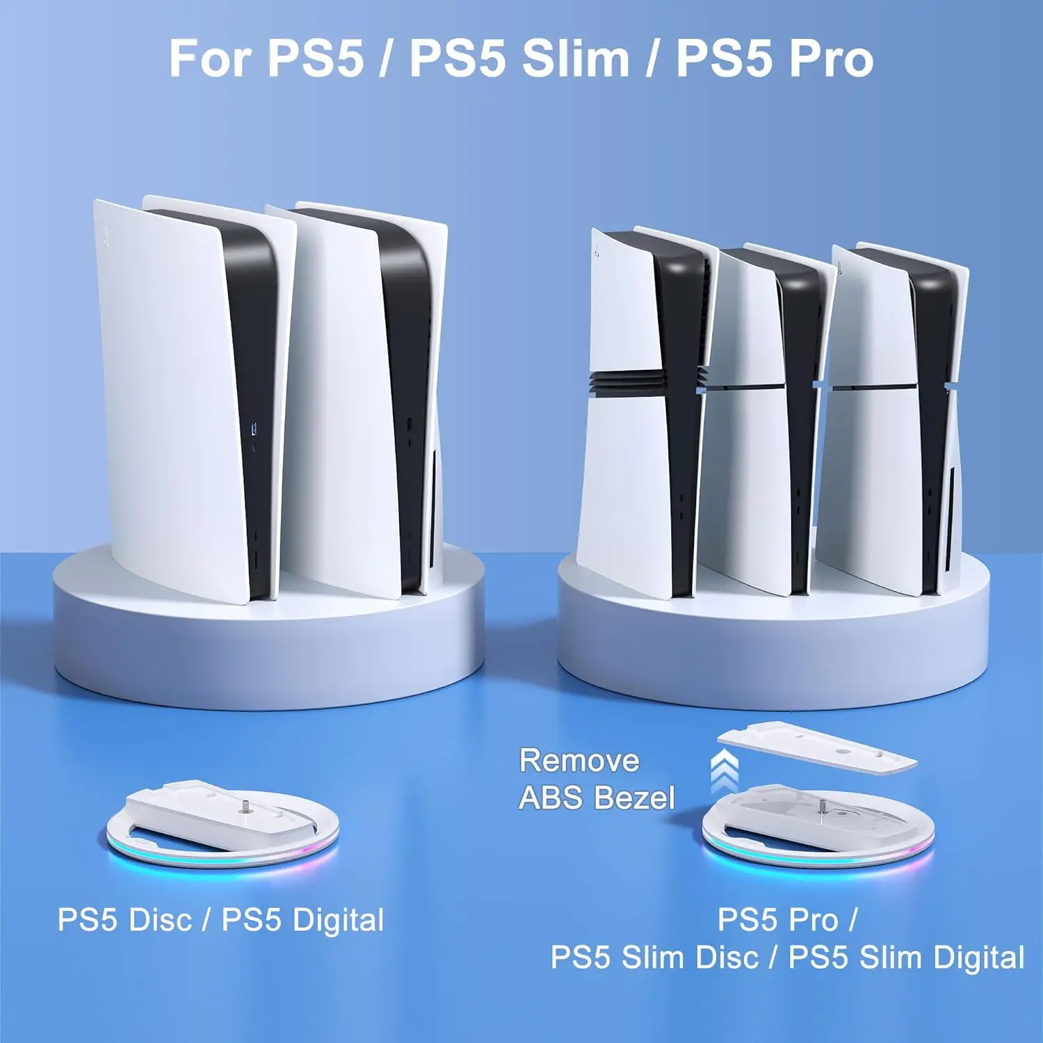 PS5/PS5 Slim/PS5 Pro 콘솔 디스크 및 디지털 PS5 베이스 스탠드 교체용 수직 스탠드, PS5 액세서리
