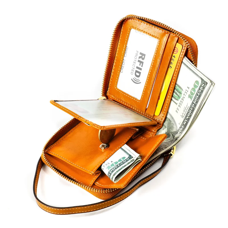 

Luxury Genuine Leather Women Short Wallet Retro Female Coin Purse Small Money Bag Rfid Blocking Card Holder Wallets for Women