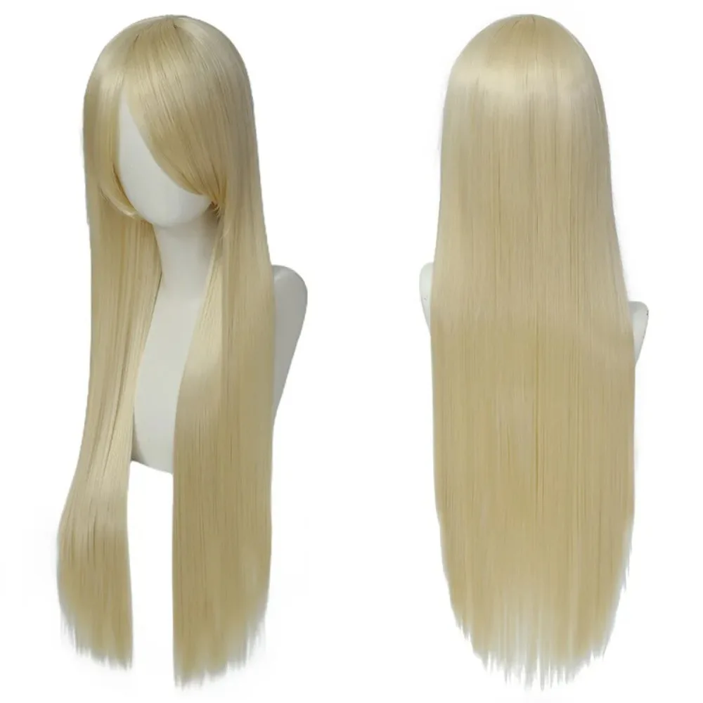 Neue 80cm Lange Synthetische Weiß-Lila Cosplay-Perücken Grünes Haar Glattes Rosa Haarteil Lolita-Perücke mit Pony Anime-Styling – Detail 16