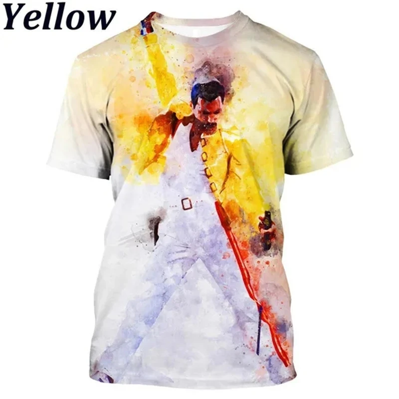 New 2023 Fashion Popurlar British Rock Legend Queen Freddy Mercury T-Shirt Stampata In 3D Da Uomo T-Shirt Street Style T Shirt