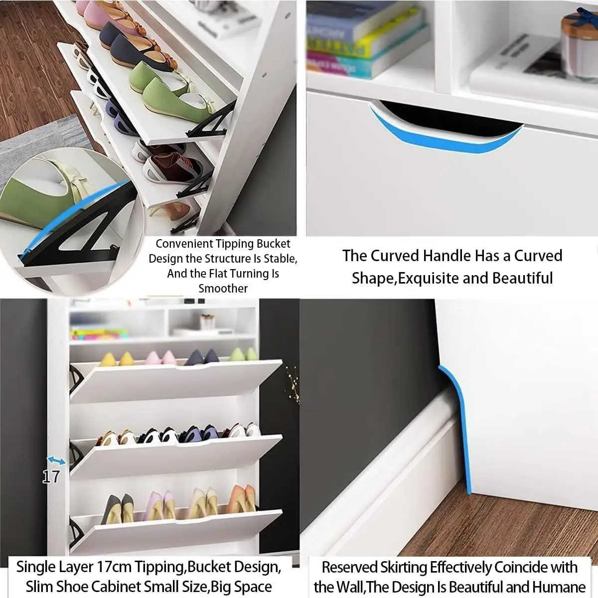 خزانة أحذية خشبية مكونة من 3 طبقات، منظم تخزين رف...