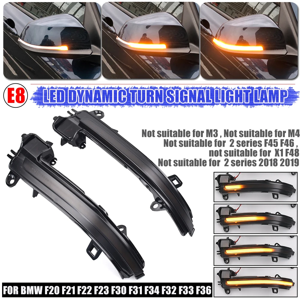 LED Turn Signal Sequential Side Mirror Indicator Light For BMW F20 F30 F31  F21 F22 F23 F32 F33 F34 X1 E84 F36 1 2 3 4 F87 M2