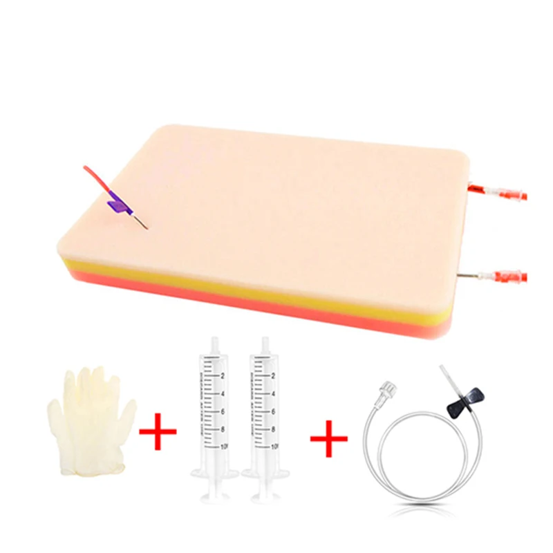 

Medical blood collection intravenous injection practice kit simulates skin piercing and injection practice pad