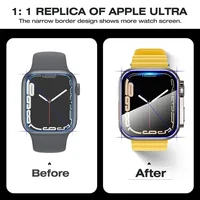 Verre + boîtier pour Apple Watch 11 10 46/42mm 9 8 7 45/41mm, protection d'écran, changement à Ultra 3/2/1 iWatch 6 5 SE 44/40mm 6