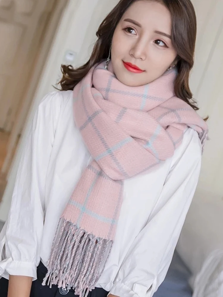 

New Imitation Cashmere Women Winter Scarf Preppy Style Plaid Tassel Scarve Wrap Shawl Femme Lady Bandana Bufandas Foulard Stoles