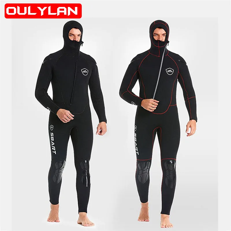 Oulylan5MMNeopreneWetsuitThickenedWarmHoodedKneePadsDeepDive