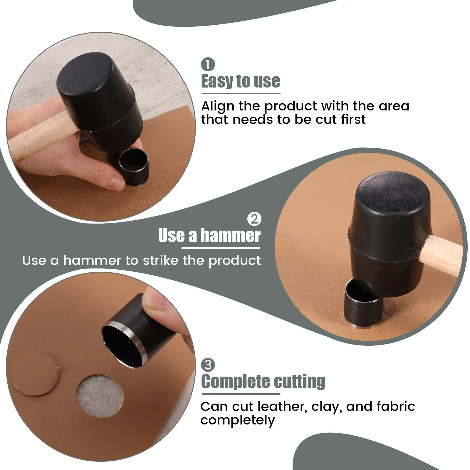 25Pcs Leather Hole Punch Circle Cutter Tool Set Punching Die Set 1-22mm Hole Puncher Leather Punch Tool for Handmade DIY Craft