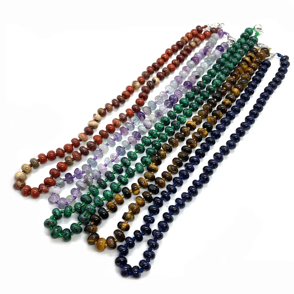 Natural Stone Crystal Necklace Oblate Beads Ladies Agate Necklace Pendant Jewelry Tiger Eye Opal Gift Charm 5x8 mm women necklace