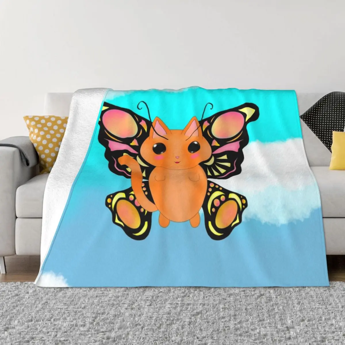 

Butterfly Kitten Throw Blanket Stuffeds Thermal Blankets