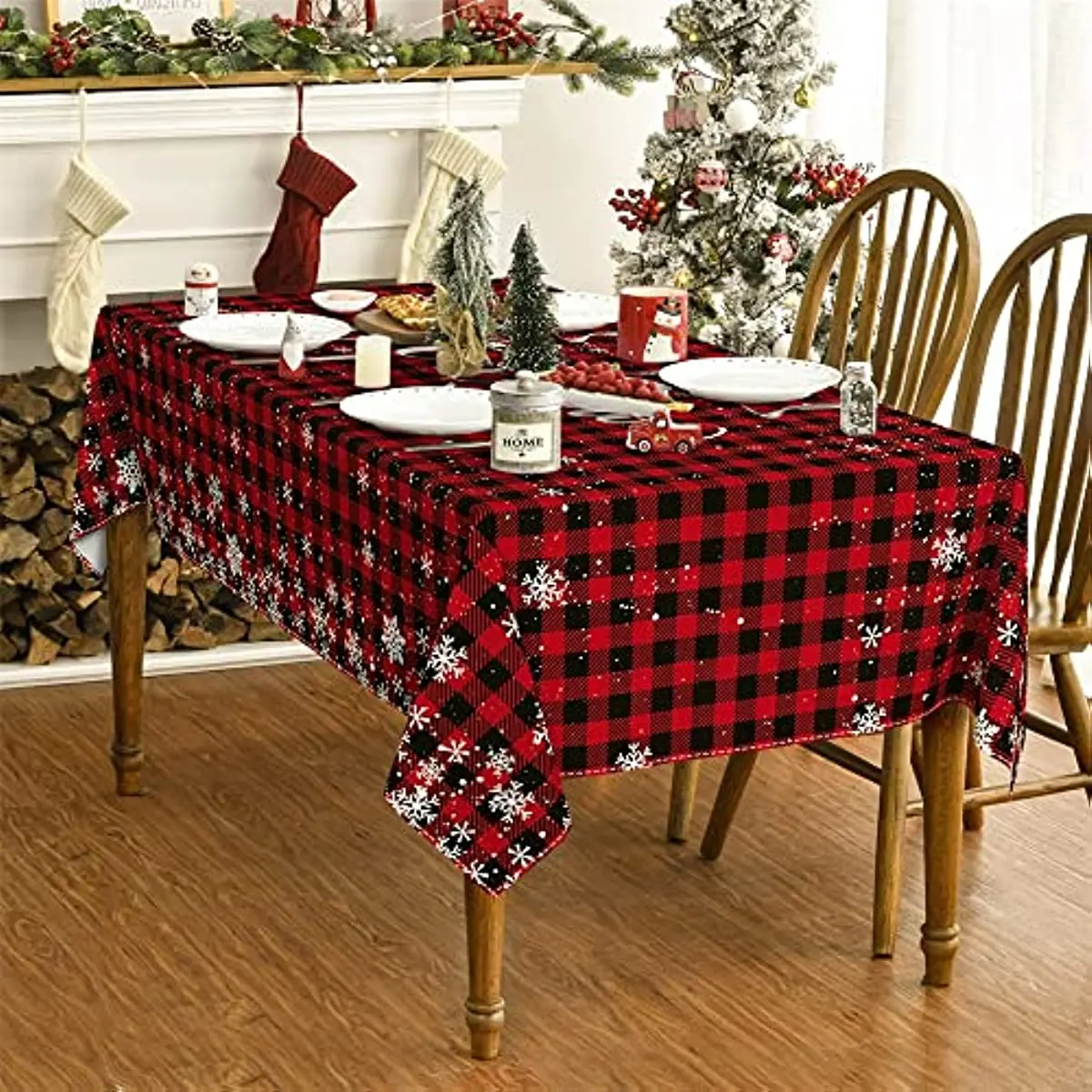 Durable Decoration Black Red Plaid Waterproof Table Centerpieces for Party