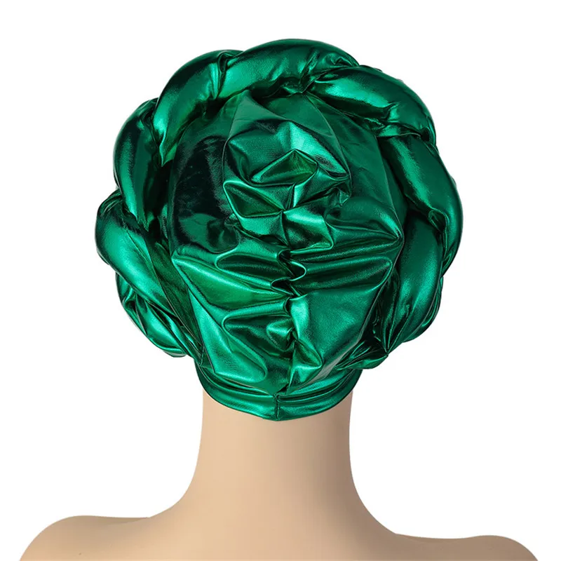 em forma de testa tranças turbante boné shinning africano asooke headtie nigéria cabeça envolve muçulmano lenço gorro pronto hijab chapéu