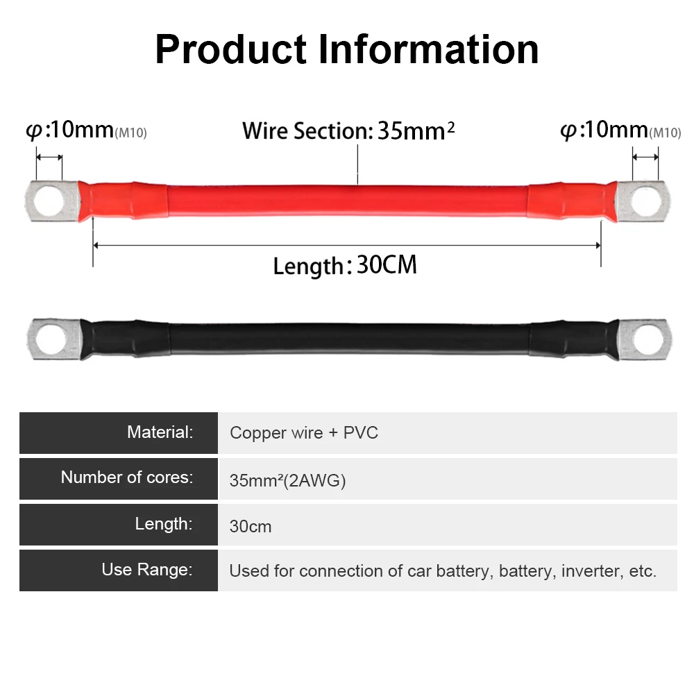 Description Picture 2 of item2 AWG SC 35-10 Stranded Copper Wire Connector Battery Inverter Cable Extension Line for Car RV Boat Power Inverter Starter Solar