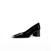 2025 new spring ladies pumps chunky heels leather square head shallow mouth with fashion comfortable commuter work women's shoes 6