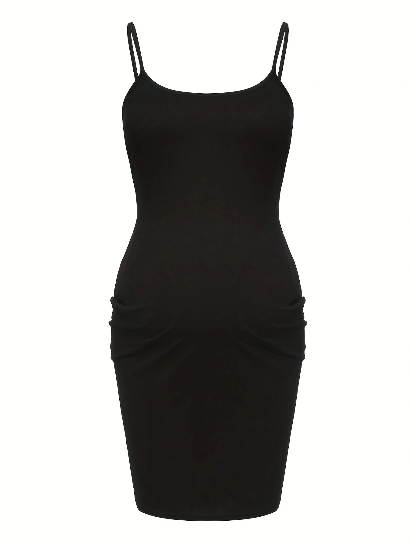 Pregnant women's mid length suspender solid color dress