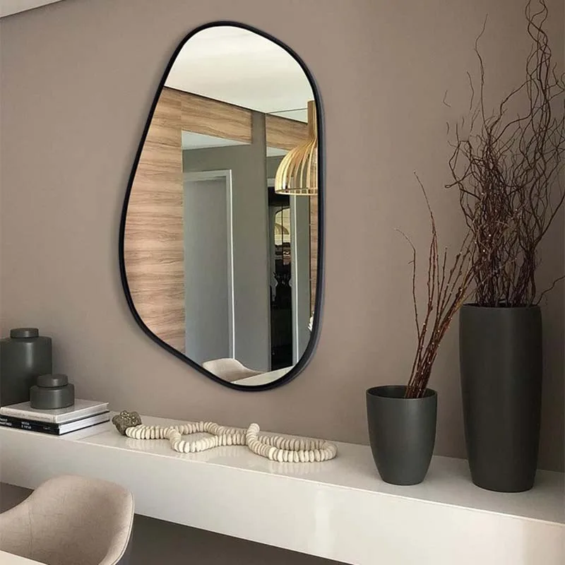 

Art Irregular Wall Mirror Black Bathroom Design Creative Living Room Mirror Body Abstract Large Espejo Pared Aesthetic Decor