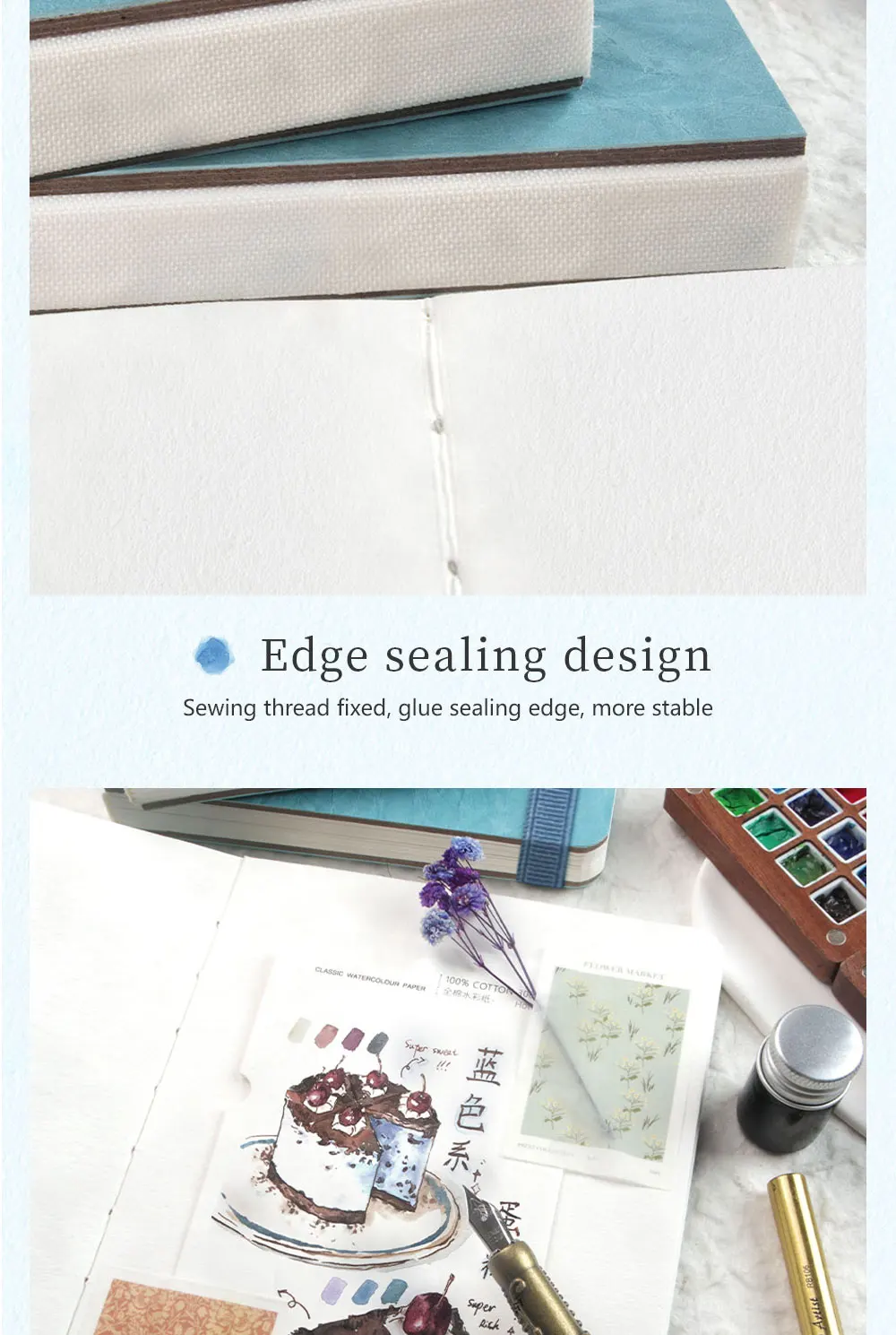 Edge detail of watercolor journal
