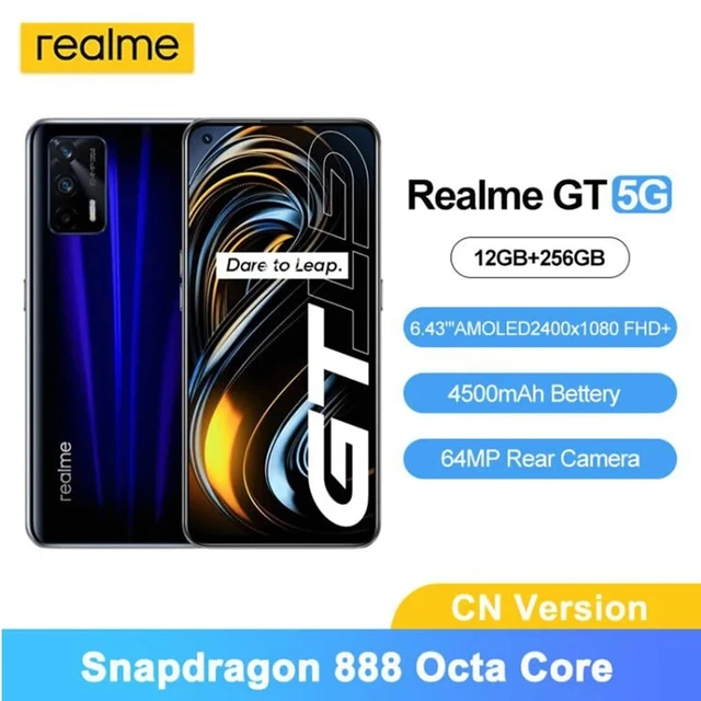 Realme GT 5G NFC Mobile Phones 6.43" Snapdragon 888 Octa Core 4500mAh Battery 64MP AI Triple Cameras Android 11 Smartphones 1
