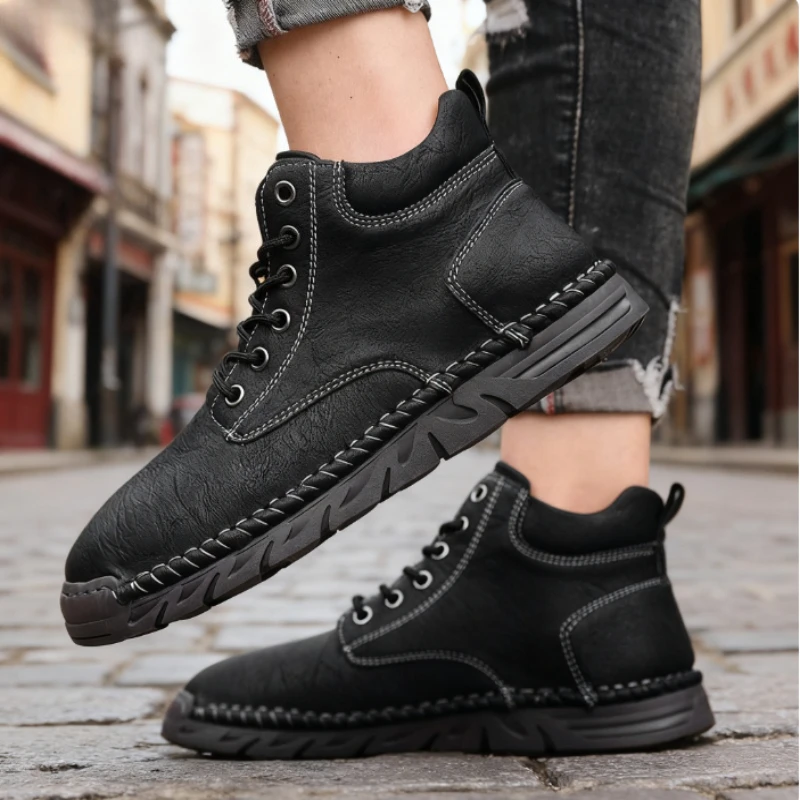 New Arrival Men's Retro Leather Hiking Boots Outdoor Adventure Shoe Anti-Skid Breathable Casual Boots Must Have Stylish Footwear