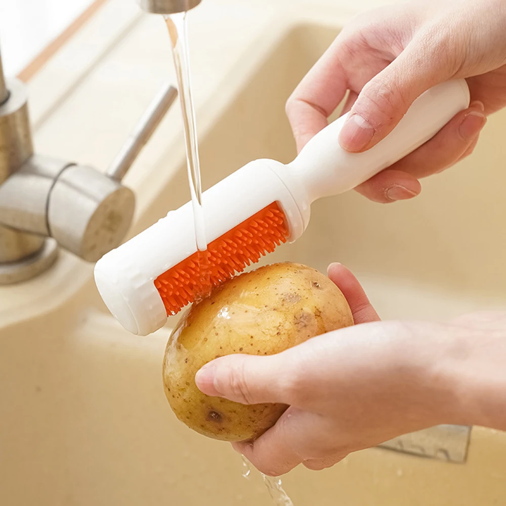 Creative 2 In 1 Paring Cutter With Clean Brush Fruit Vegetable Peeler for Potato Apples Tomatoes Multifunctional Scrubber Peeler