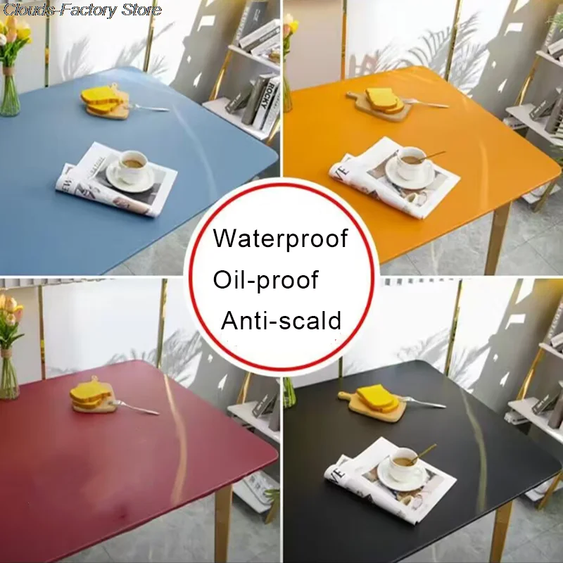 NewWaterproofOilproofTableclothPULeatherTableCoverStudentDesk
