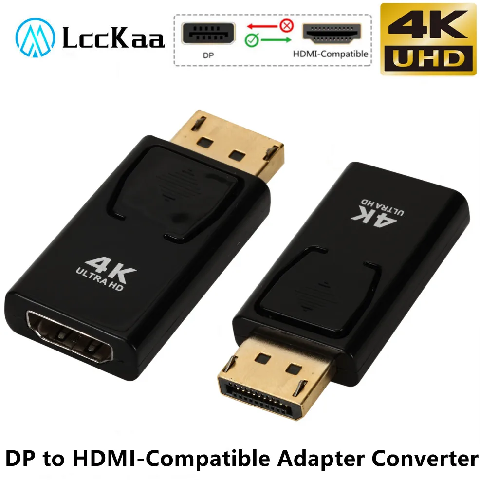 

LccKaa 4K 1080P DisplayPort to HDMI-Compatible Adapter DP Male to Female HDMI-Compatible Video Audio Converter for PC TV Laptop