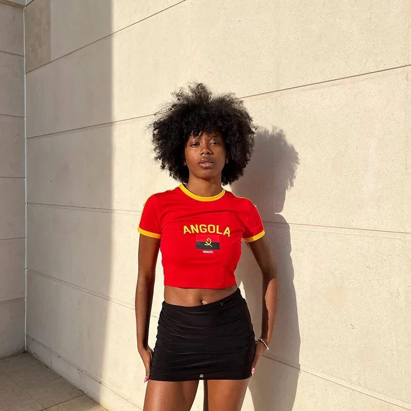 Hip-hop Harajuku Grunge angola National Flag Text Print T-shirt  Y2k Streetwear Crop Tops Summer Cozy Sexy Women Camisole 3