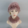 Hot Sale 2 Pieces Natural Rex Rabbit Fur Cap Scarves Women Warm Rex Rabbit Fur Hat Scarf Sets Winter Lady Knit Fur Hats Muffler 3