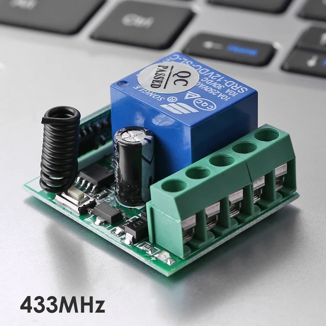 1/2Pcs 12V DC Wireless Relay Switch 433MHz RF Remote Control Receiver Module for Garage Door Electric Gate LED Light 4