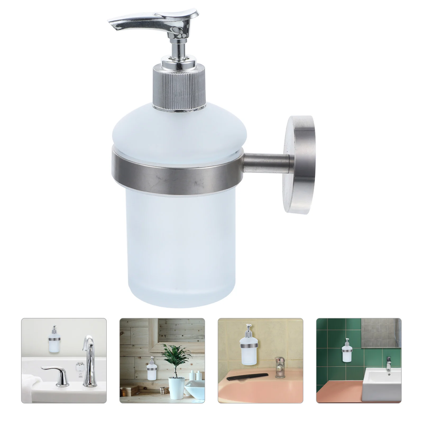 

Stainless Steel Liquid Soap Dispenser Wall Mount Manual Soap Lotion Dispenser Pump for Bathroom Kitchen Home Hotel