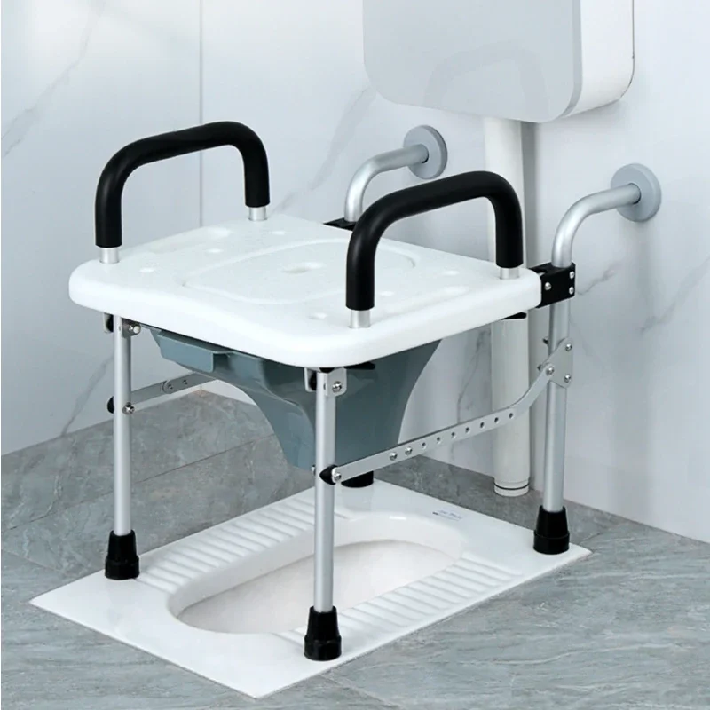 Portable Toilet Seat with Armrests - Anti-Splash, Foldable Aluminum Alloy, Easy Access Squat Stool for Pregnant Women 4