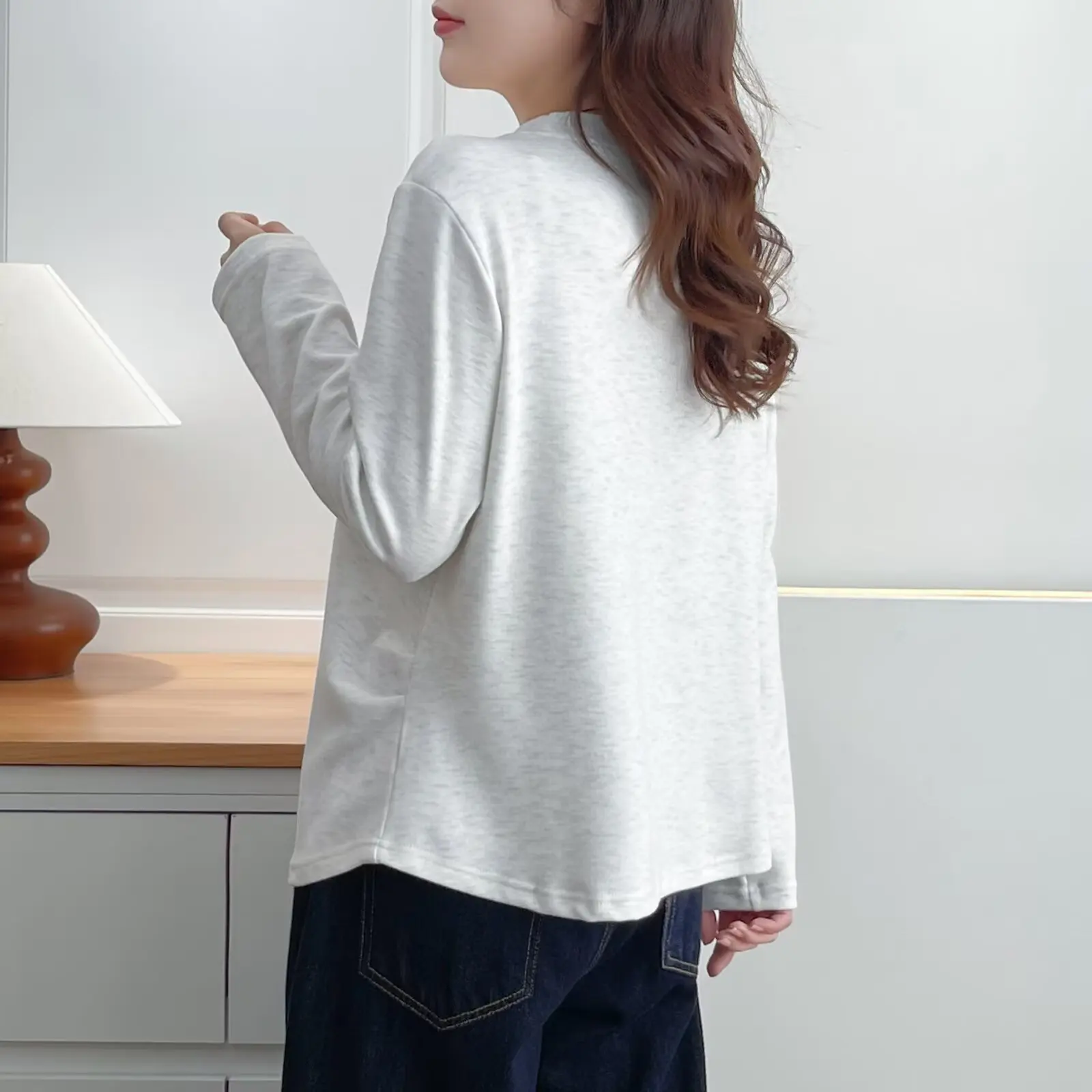 XXXXL Fashion Plus Size Women's T-Shirt New Autumn And Winter waist-cinching Fleece Warm Casual round-neck Tops 9689