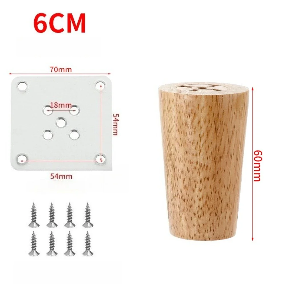 Set of 4 Tapered Wooden Furniture Legs for Tables, Sofas, and Stools