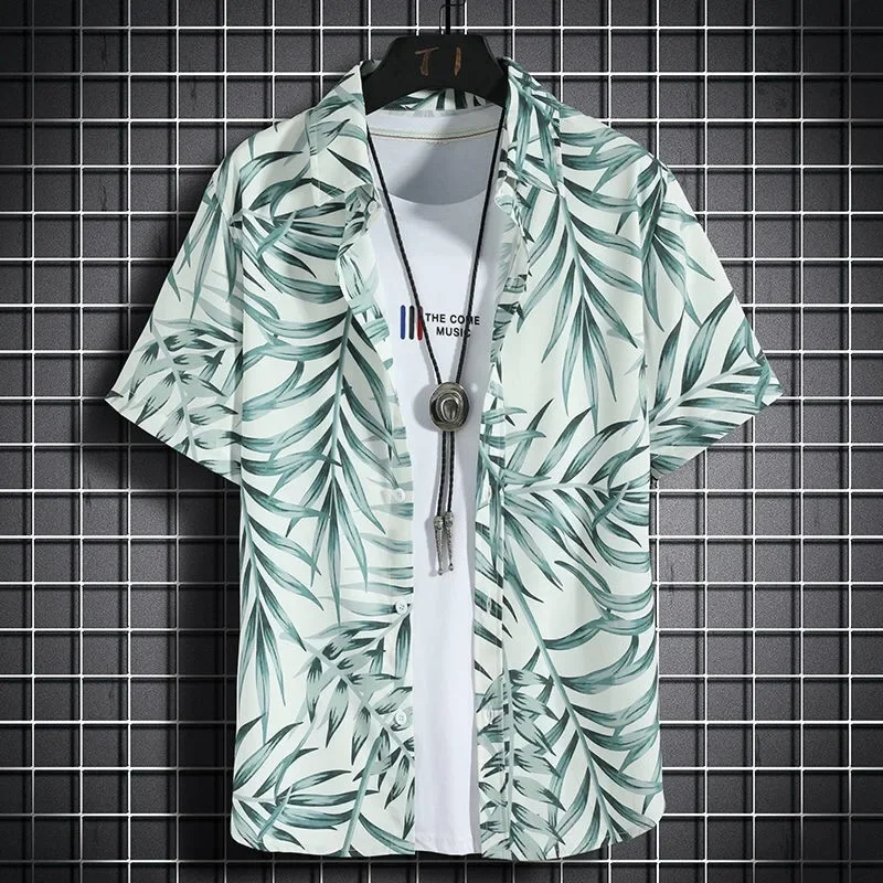 

Hawaiian beach shirts Men's short-sleeved casual shirts Seaside vacation quick-drying clothes Loose floral tops