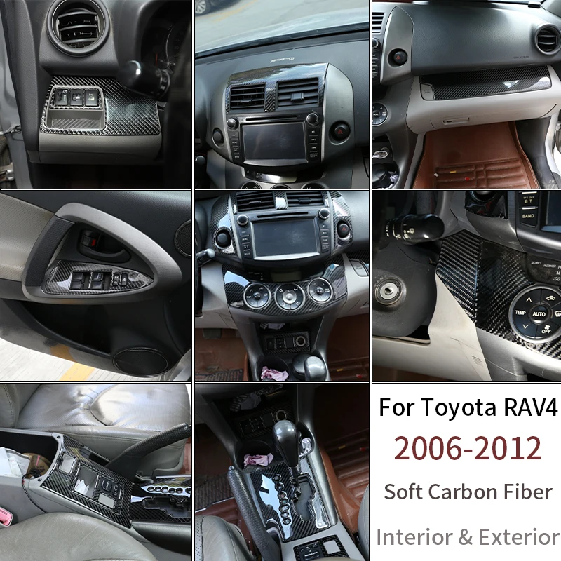 Car Carbon Fiber Grain Interior Dashboard Cover Paster For Toyota RAV4 2009-2013