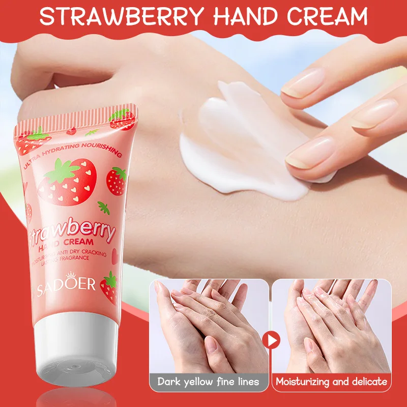 Strawberry Nourishing Hand Cream Lip Balm Skin Care Sets Moisturizing Plump lips Fruit lipstick lip plumper Lips Hands Skin Care