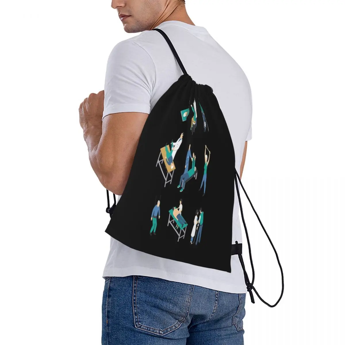 Physical Therapist Physiotherapist Health Care Gift Drawstring Bag Backpack kawaii cartoon men's school bag custom bag with logo