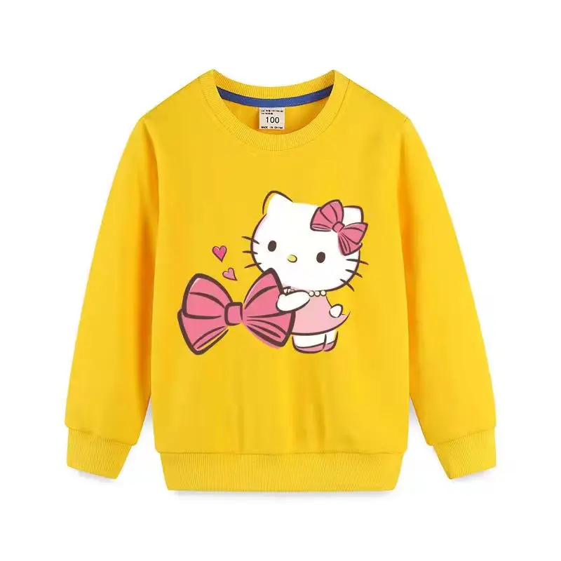 

Hello Kitty New Children's Clothing Long-sleeved Sweater Boys And Girls Cotton Comfortable Tops Baby Round Neck Bottoming Shirt