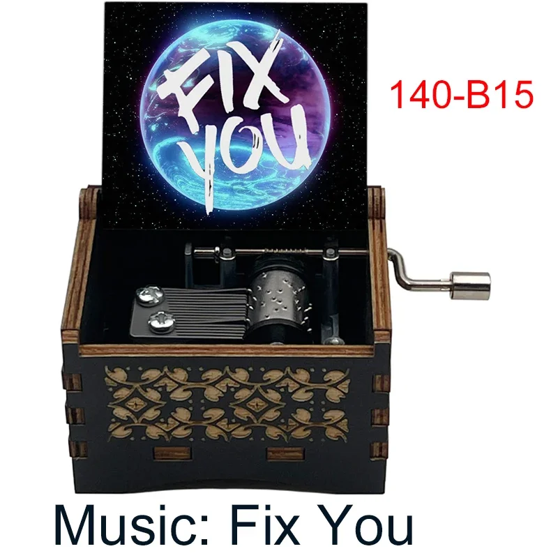 Fix You Wooden Handed Music Box British Famous Band Song Special Musical Gift for Fans Wife Fiancee Birthday Boutique Ornaments music box carousel music box