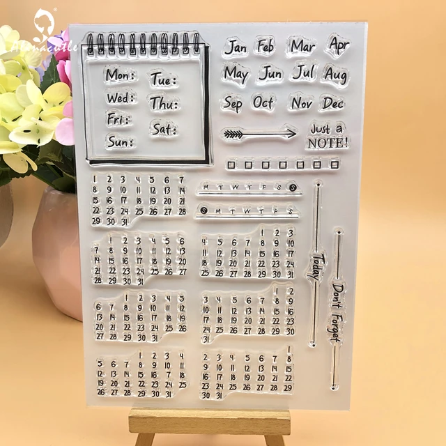 Clear Stamps Perpetual calendar Scrapbook Card album paper craft handmade  silicon rubber roller transparent stamps