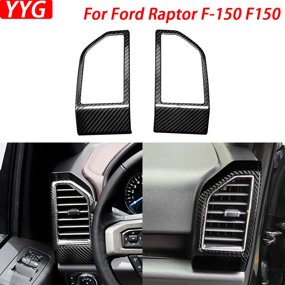 

For Ford Raptor F-150 F150 2015-2020 Real Dry Carbon Fiber Dashboard Air Conditioning Outlet Panel Trim Cover Car Accessories