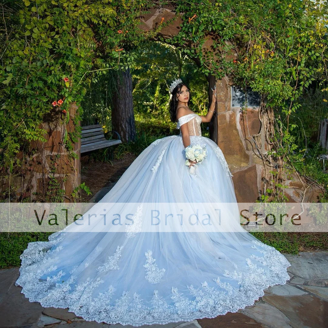 

Luxury Quinceanera Dress Appliques Beaded Strapless Illusion Sweep Train Princess Ball Gowns Vestidos De 15 Quinceañera