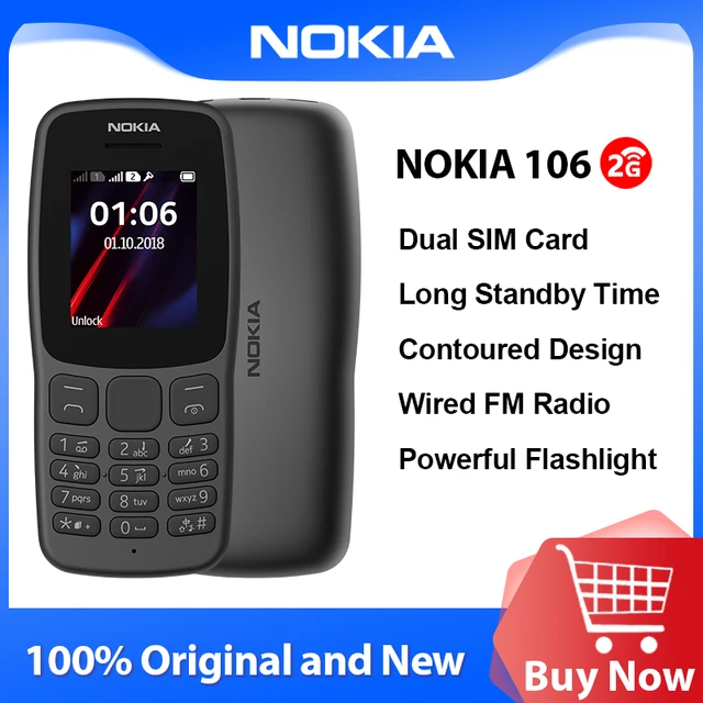 Nokia 105 (2019) Dual SIM, Black, Micro USB 2.0, 800 mAh, Lightweight &  Stylish 