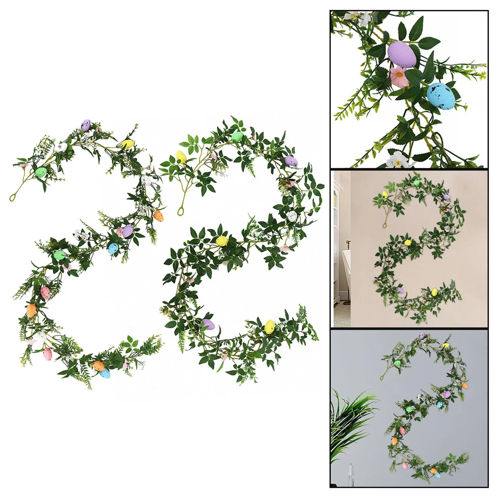 

Artificial Easter Egg Garland Easter Decoration Flexible Floral Egg Garland for Wall Window Home Patio Porch Front Door Mantels