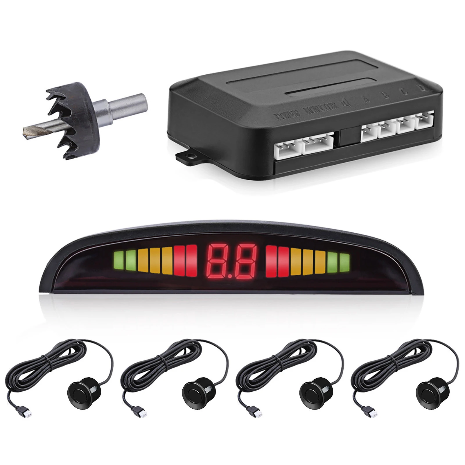 Kit de Sensor de Universal para coche, Ayuda de estacionamiento inalámbrica con 4 sensores detección de distancia, pantalla LCD, vista inversa - AliExpress